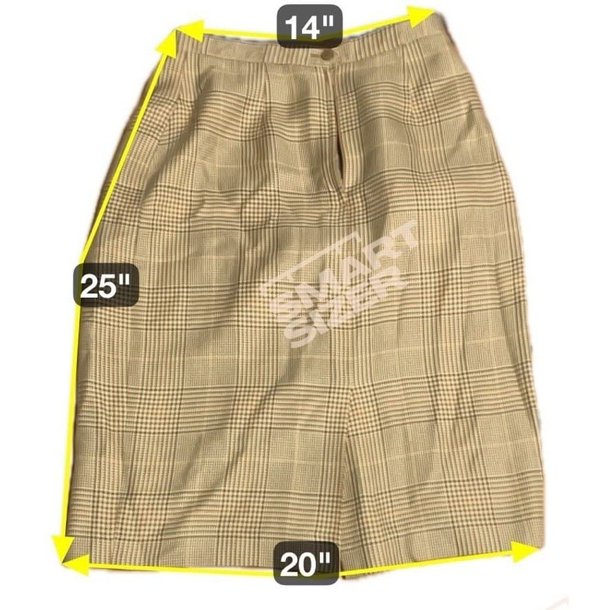 A.R. Sassco Vintage Plaid Pencil Skirt, Brown Tan Glen Check Midi Skirt, Size 8 - Thumbnail 2