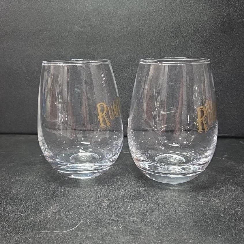 RumChata Stemless Cocktail Glasses , Set of 2, Vintage Gold Lettering Tumblers - Thumbnail 5