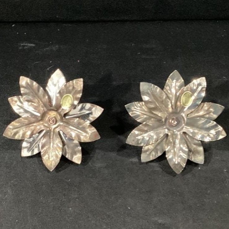 Vintage Candle Stick Holders Silver Plated Leaf Flower Set - Thumbnail 6