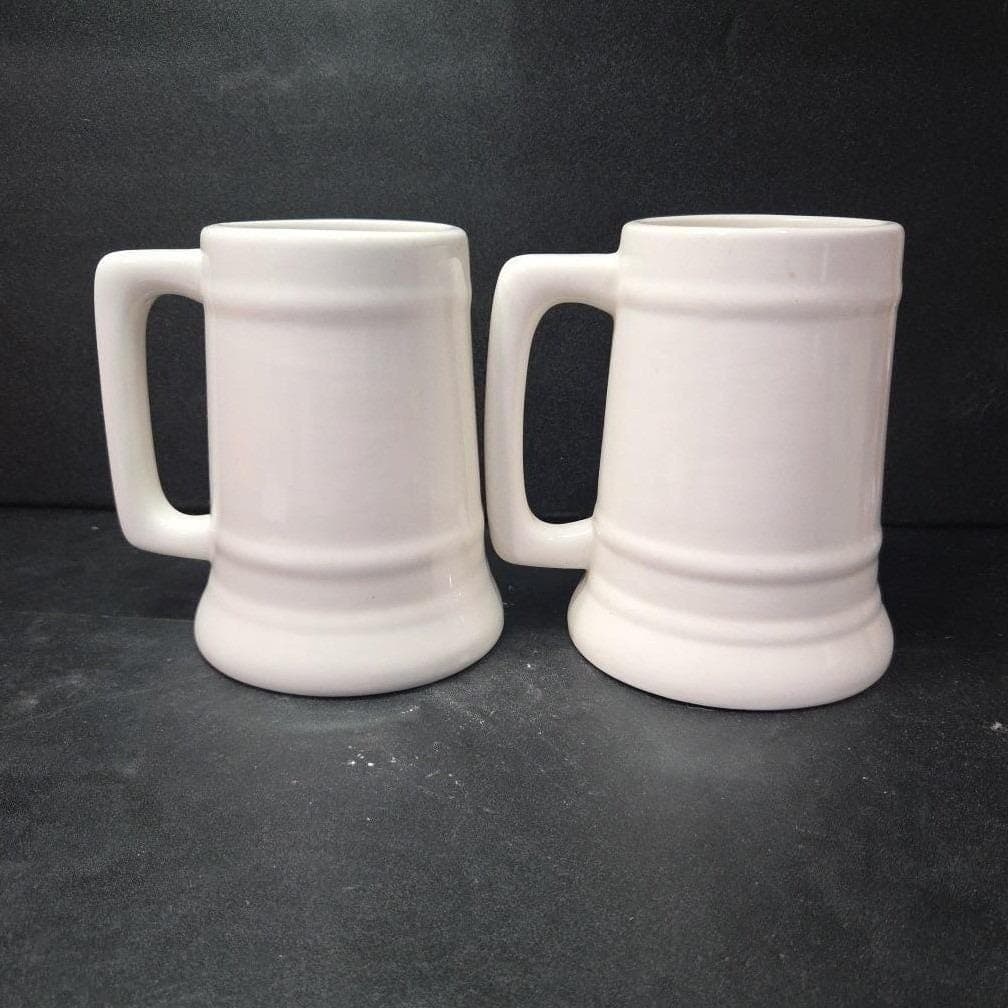 Brewmania Off White Beer Steins, Set of 2, Cream Octoberfest Mugs,Drinkware - Thumbnail 4
