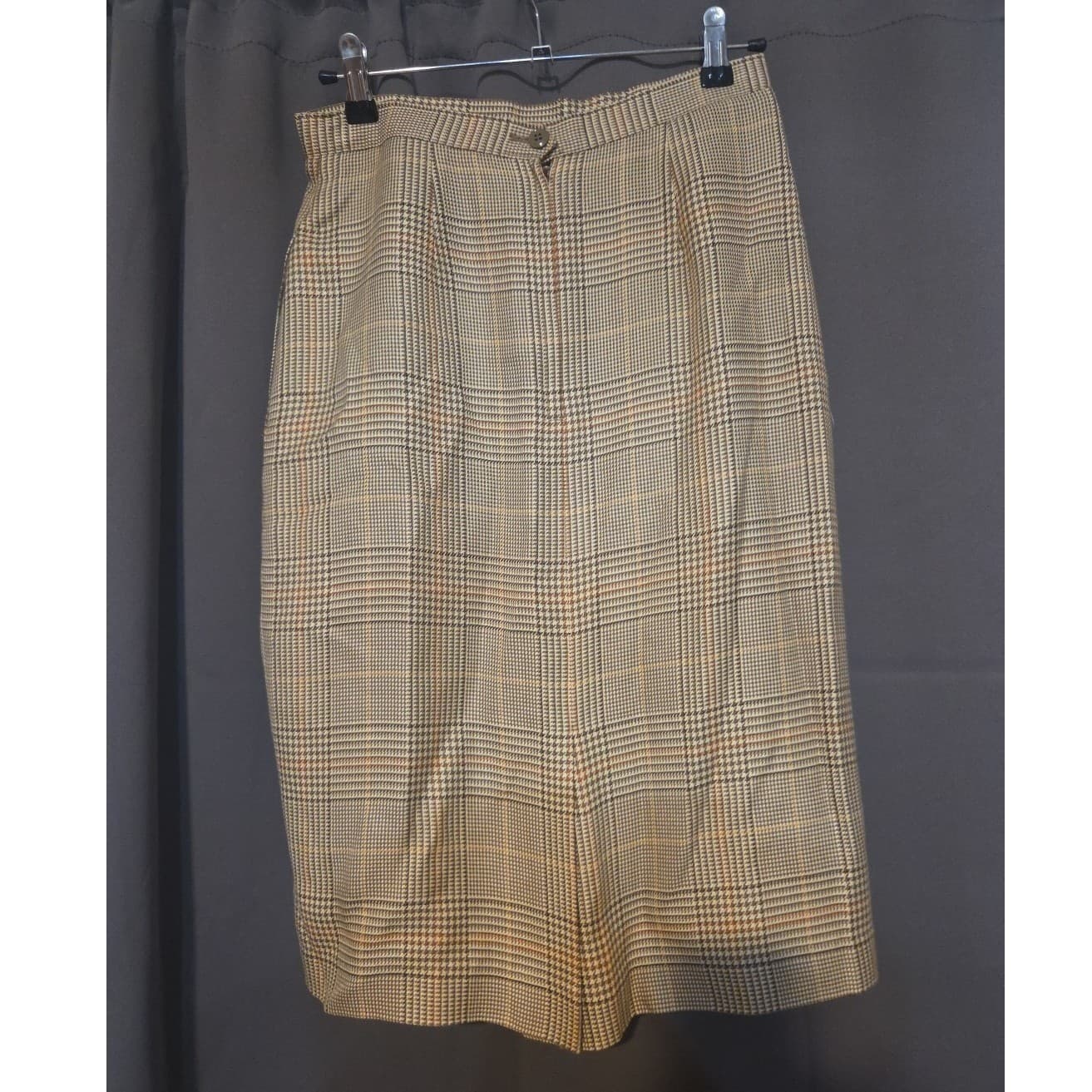A.R. Sassco Vintage Plaid Pencil Skirt, Brown Tan Glen Check Midi Skirt, Size 8 - Thumbnail 3