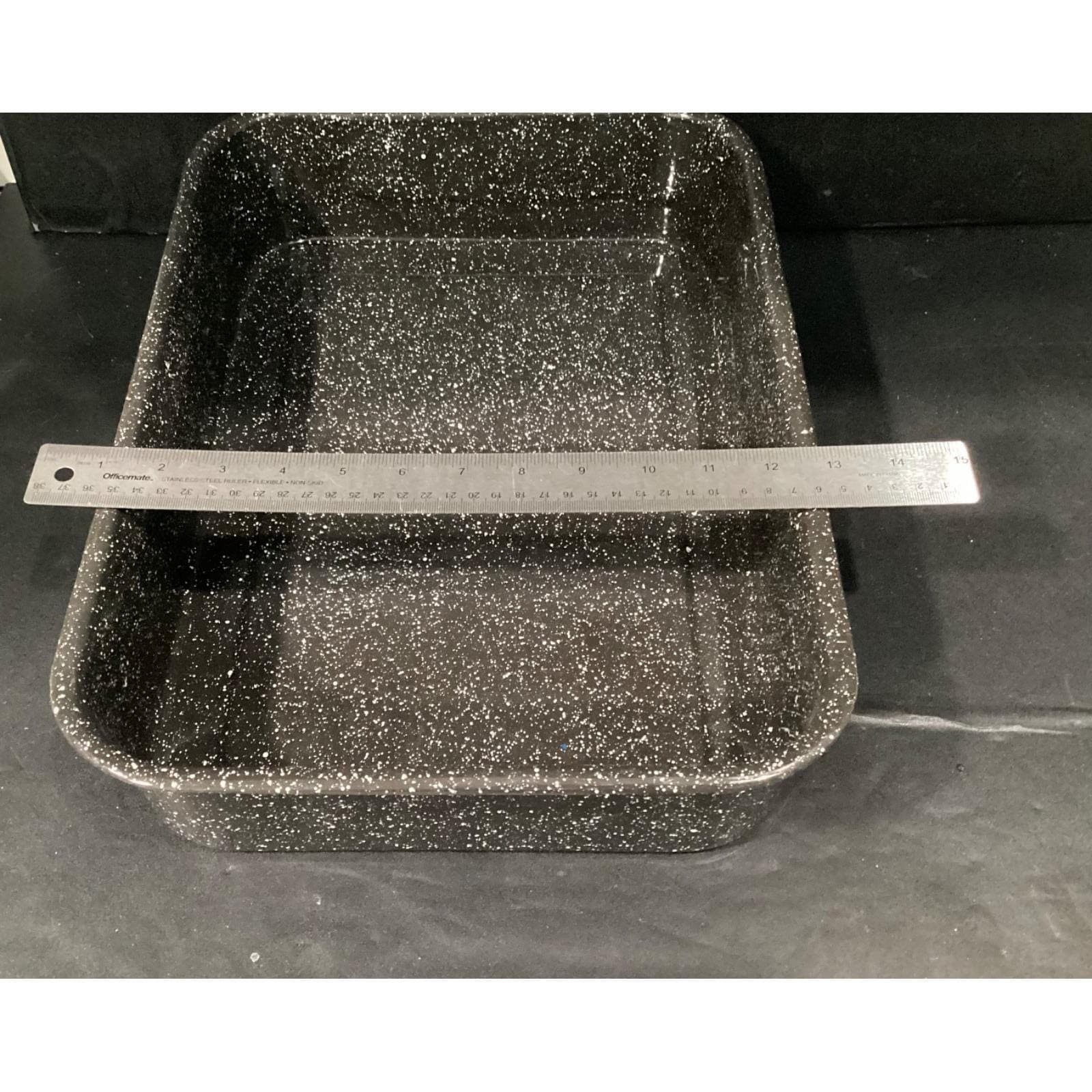 Granite Style Rectangular Enamal Roasting Pan - Thumbnail 3