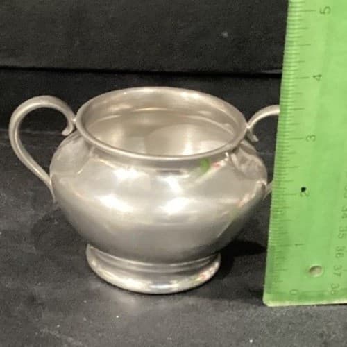 Brewster Pewter 4503 Tea Pot, Creamer And Sugar Bowl Vintage - Thumbnail 2