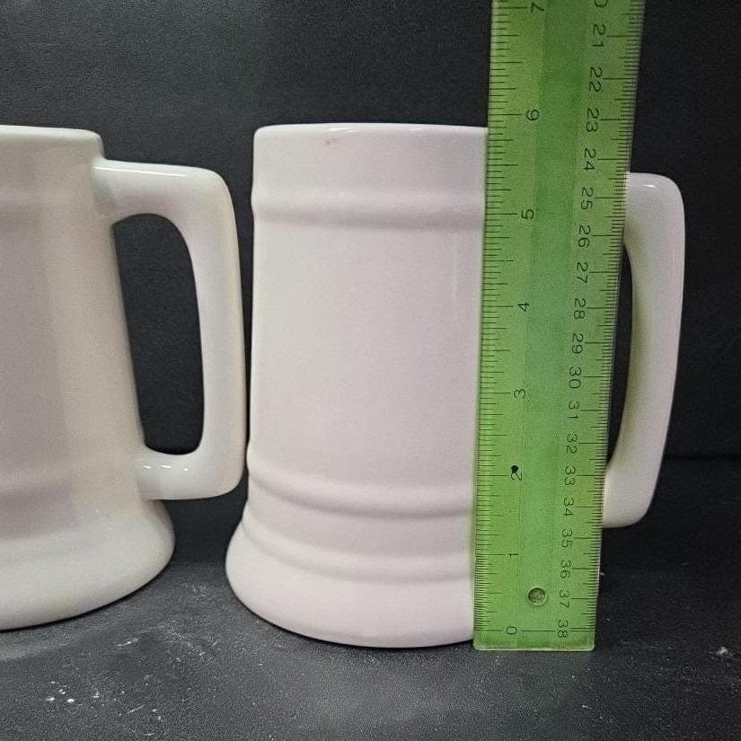Brewmania Off White Beer Steins, Set of 2, Cream Octoberfest Mugs,Drinkware - Thumbnail 9