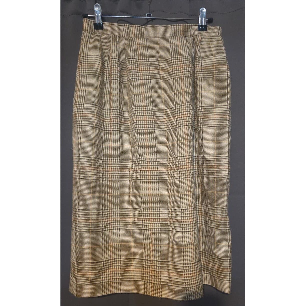 A.R. Sassco Vintage Plaid Pencil Skirt, Brown Tan Glen Check Midi Skirt, Size 8 - Thumbnail 4
