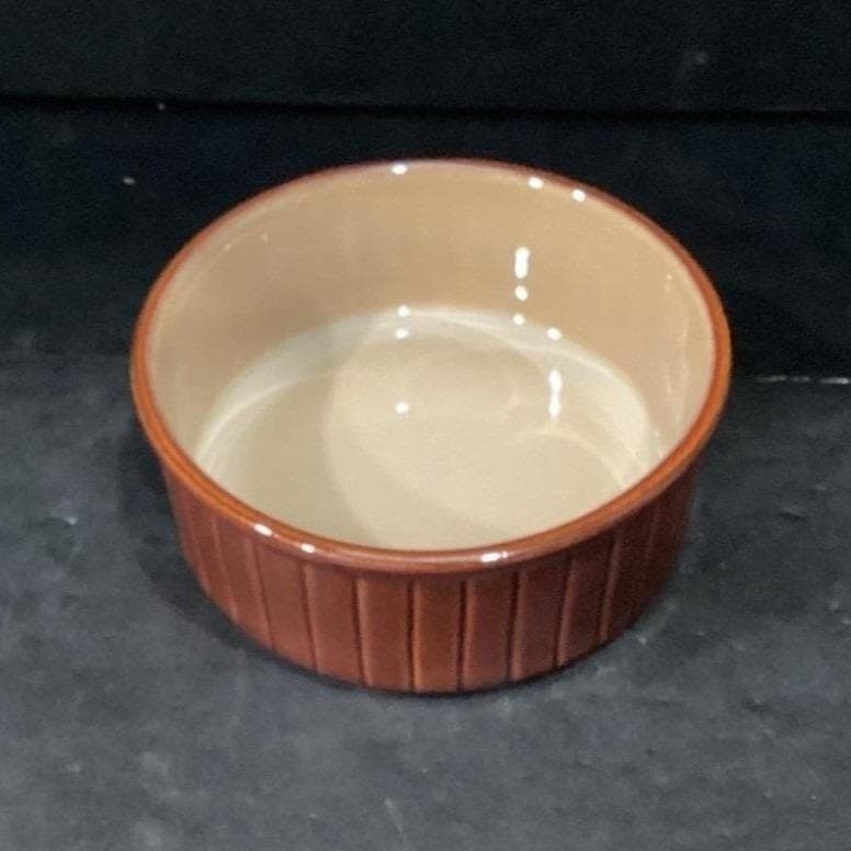 Sango Nova Brown Ribbed Casserole Dish #4933, Vintage Stoneware Bowl, Tableware - Thumbnail 4