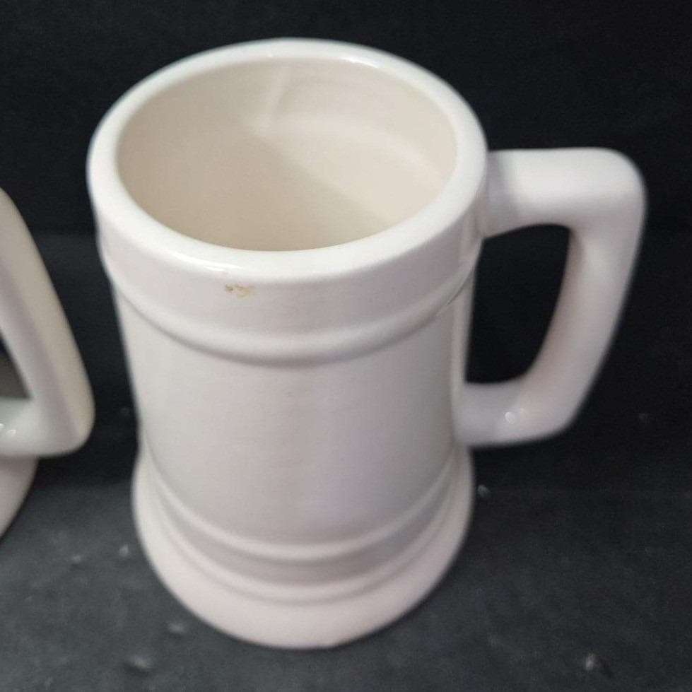 Brewmania Off White Beer Steins, Set of 2, Cream Octoberfest Mugs,Drinkware - Thumbnail 6