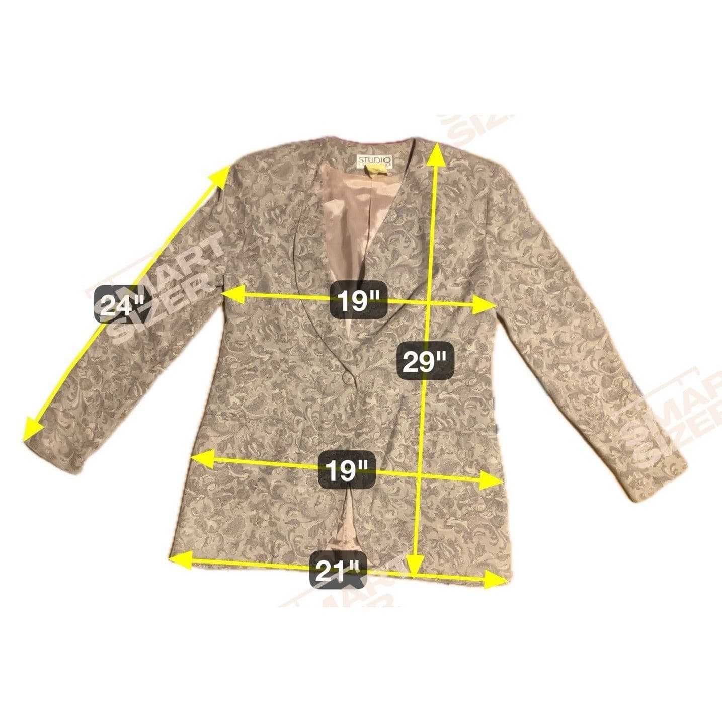 Studio Collection Vintage Tan Gray Paisley Jacquard Blazer, Womens Size 4 Jacket - Thumbnail 2