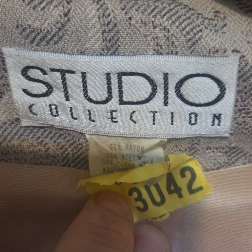 Studio Collection Vintage Tan Gray Paisley Jacquard Blazer, Womens Size 4 Jacket - Thumbnail 5