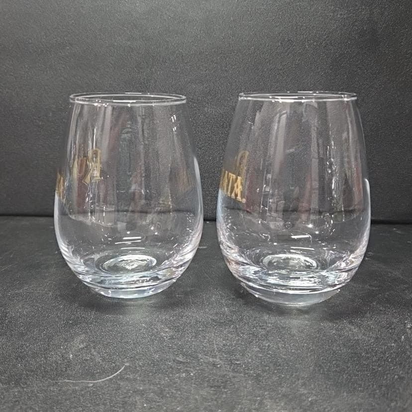 RumChata Stemless Cocktail Glasses , Set of 2, Vintage Gold Lettering Tumblers - Thumbnail 3