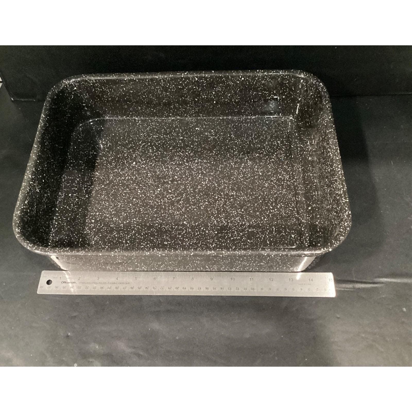 Granite Style Rectangular Enamal Roasting Pan - Thumbnail 2