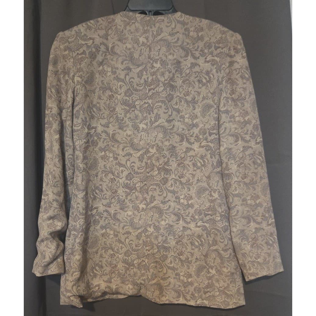 Studio Collection Vintage Tan Gray Paisley Jacquard Blazer, Womens Size 4 Jacket - Thumbnail 4