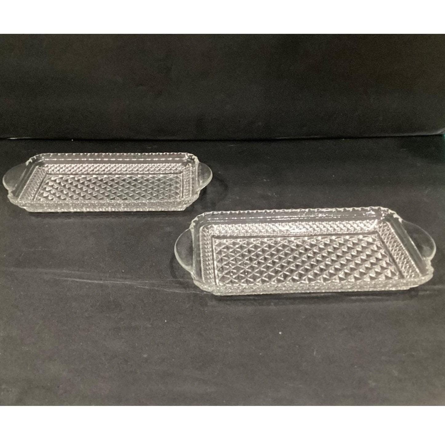 Vintage Anchor Hocking Wexford Clear Crystal Relish Trays 9.5" x 5" Set of 2 - Thumbnail 7