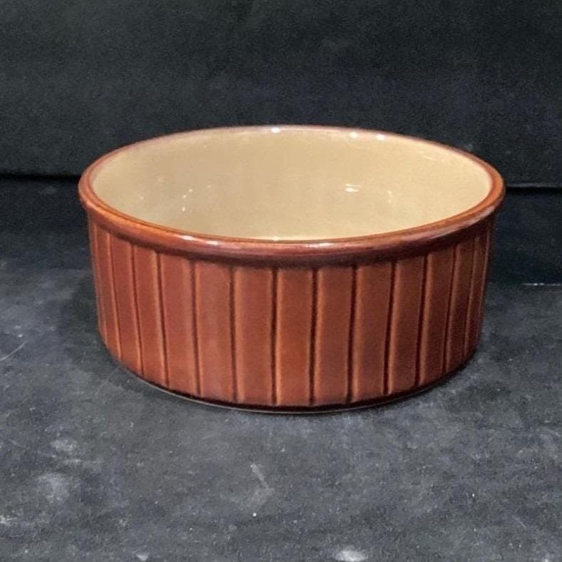 Sango Nova Brown Ribbed Casserole Dish #4933, Vintage Stoneware Bowl, Tableware - Thumbnail 3