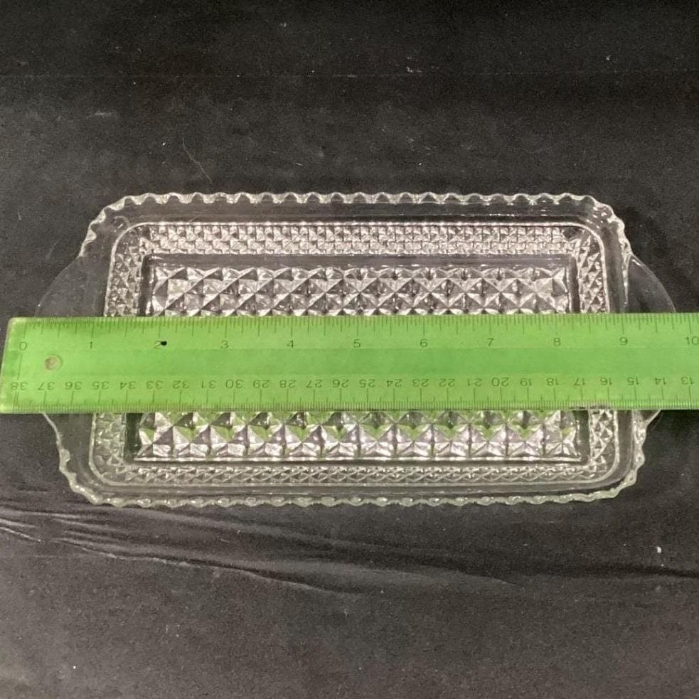Vintage Anchor Hocking Wexford Clear Crystal Relish Trays 9.5" x 5" Set of 2 - Thumbnail 2