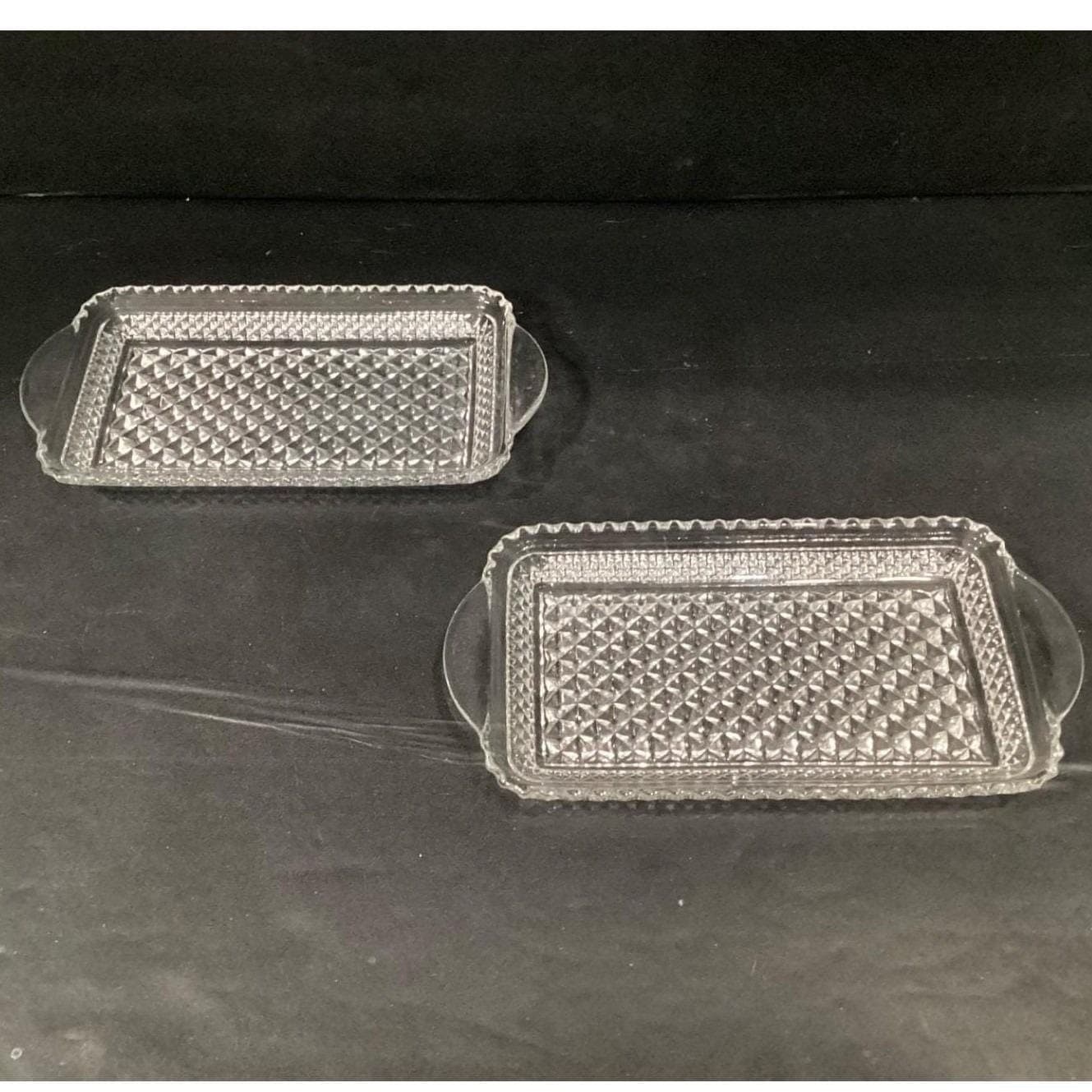 Vintage Anchor Hocking Wexford Clear Crystal Relish Trays 9.5" x 5" Set of 2 - Thumbnail 6