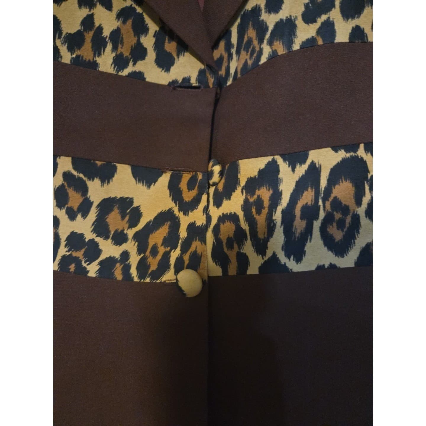 Verno Sportswear New York Brown Leopard Striped Blazer, Women's Small Jacket - Thumbnail 6