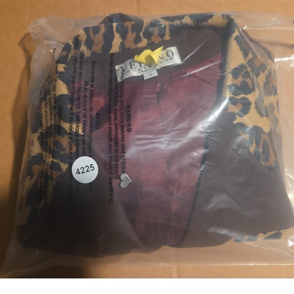 Verno Sportswear New York Brown Leopard Striped Blazer, Women's Small Jacket - Thumbnail 7