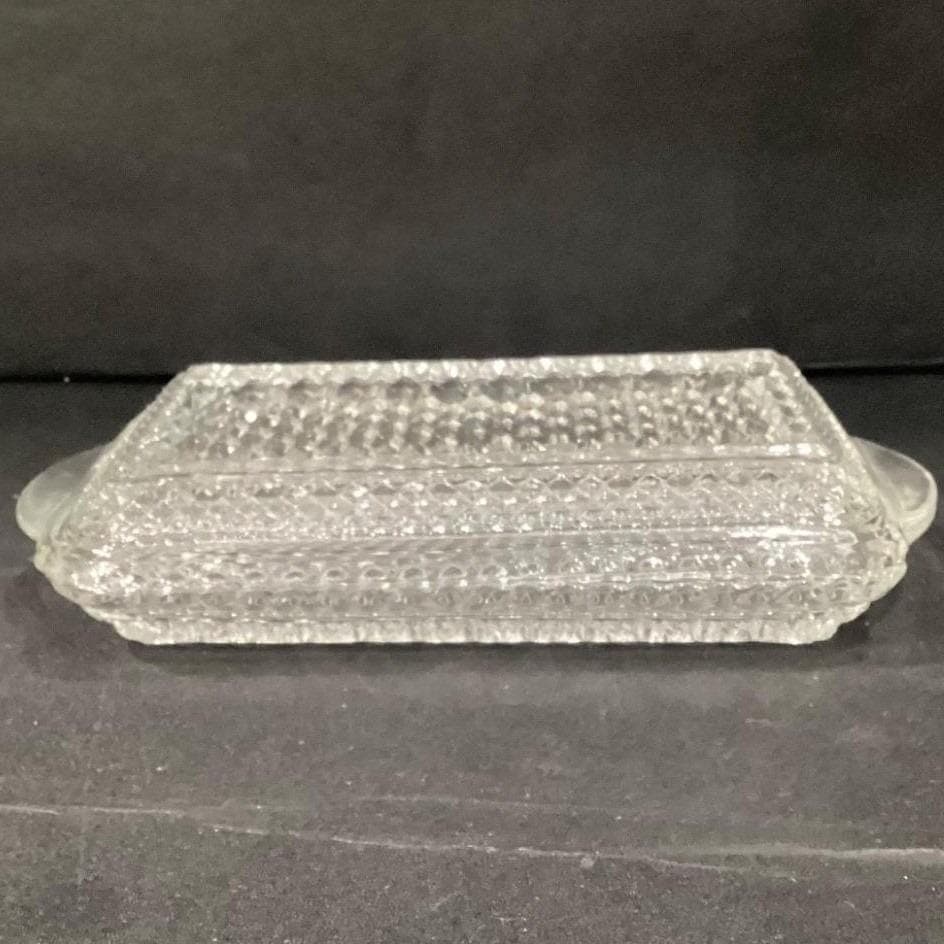 Vintage Anchor Hocking Wexford Clear Crystal Relish Trays 9.5" x 5" Set of 2 - Thumbnail 9
