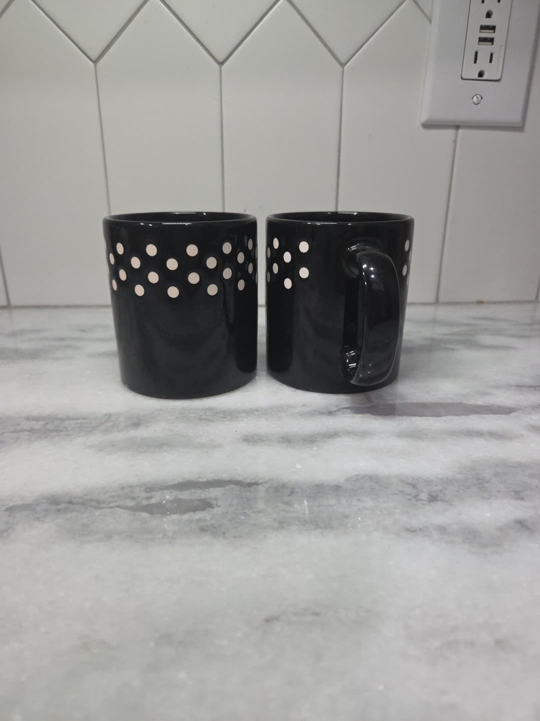 WAECHTERSBACK W Germany Black White Polka Dots Cups Mug Coffee 12oz Set Of 2 * - Thumbnail 2