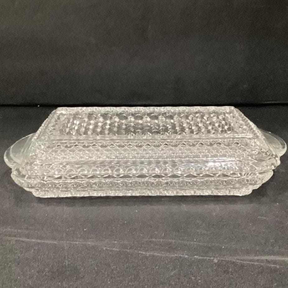 Vintage Anchor Hocking Wexford Clear Crystal Relish Trays 9.5" x 5" Set of 2 - Thumbnail 11