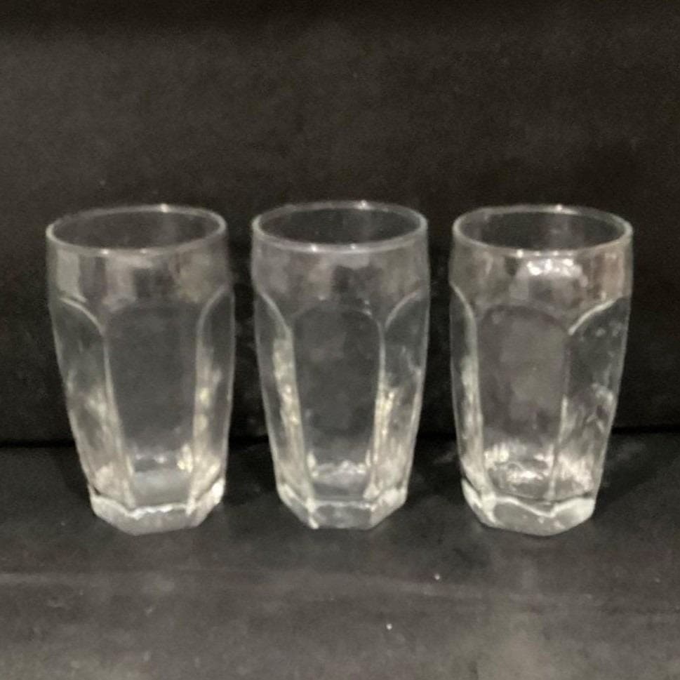 Libbey Chivalry Textured Tumblers, Set of 3, Vintage Clear Glasses, Drinkware - Thumbnail 9