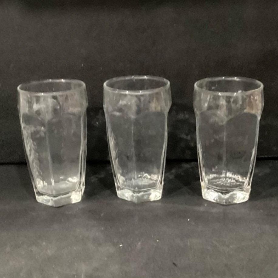 Libbey Chivalry Textured Tumblers, Set of 3, Vintage Clear Glasses, Drinkware - Thumbnail 7