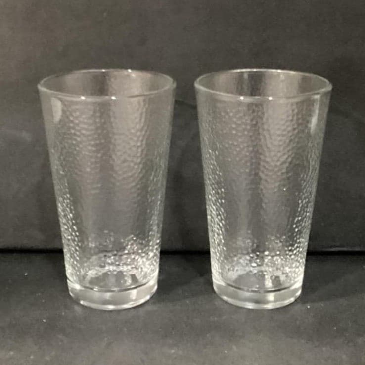 Libbey Glass Hammered Clear Tumblers, Set of 2, Textured Drinking Glasses - Thumbnail 2