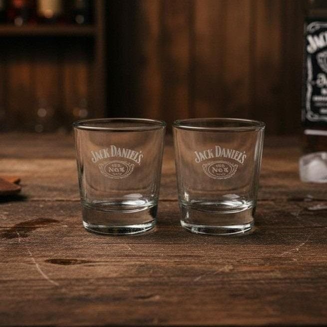 Jack Daniels Old No. 7 Embossed Whiskey Glasses, Set of 2, Vintage Rock Tumblers