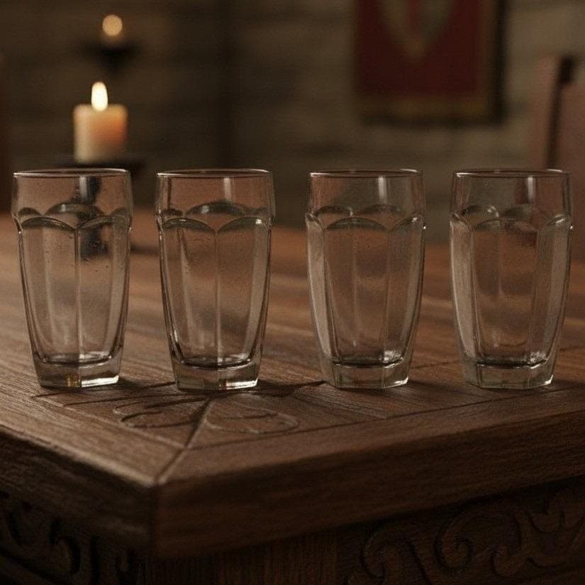 Libbey Chivalry Flat Tumblers, Set of 4, Clear Textured Glasses, Drinkware