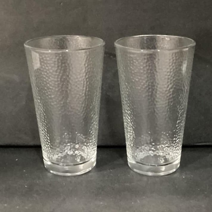 Libbey Glass Hammered Clear Tumblers, Set of 2, Textured Drinking Glasses - Thumbnail 8