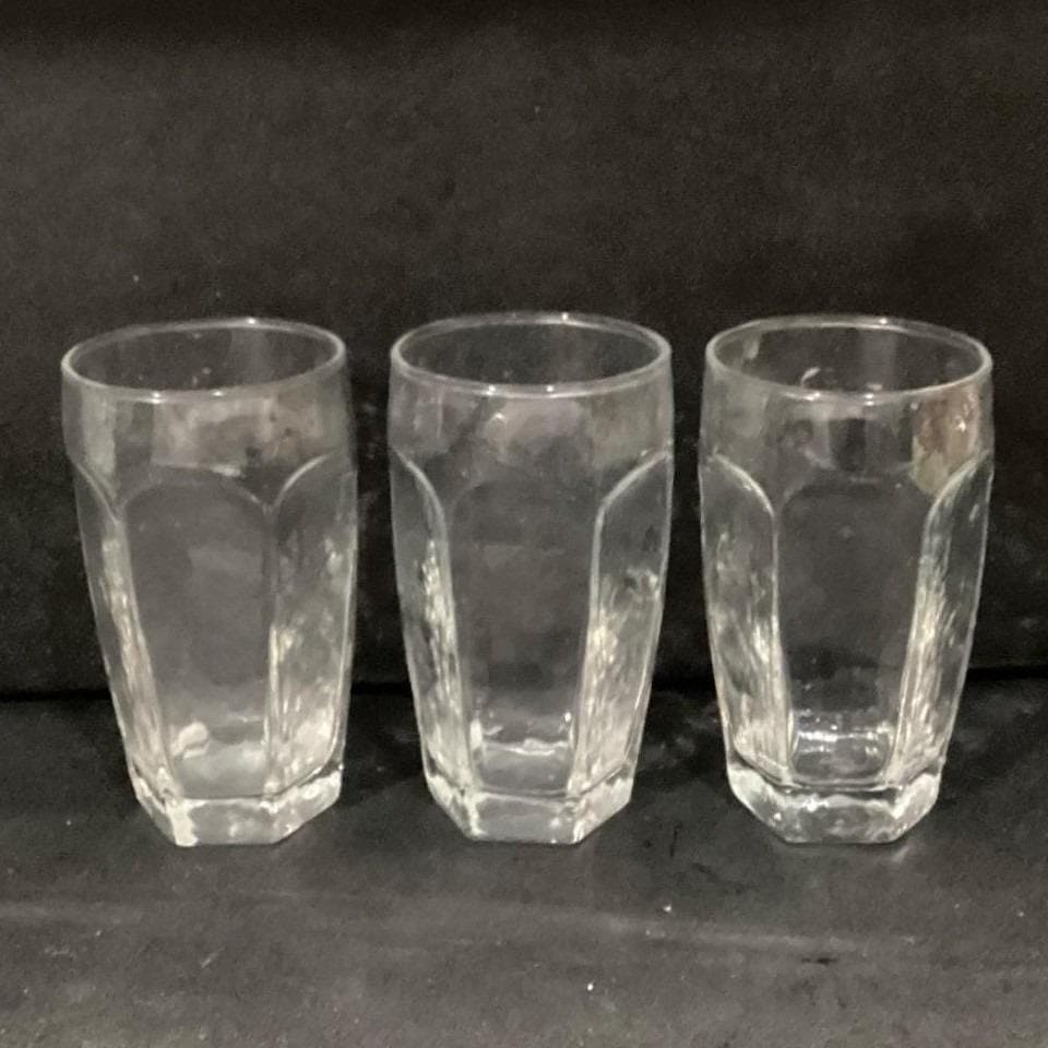 Libbey Chivalry Textured Tumblers, Set of 3, Vintage Clear Glasses, Drinkware - Thumbnail 10