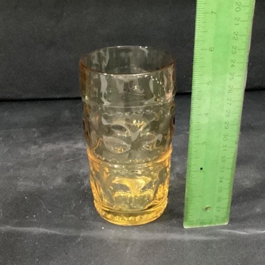 Colony Glass Crown Pattern Tumblers, Set of 3, Honey Gold Glasses, Drinkware - Thumbnail 6