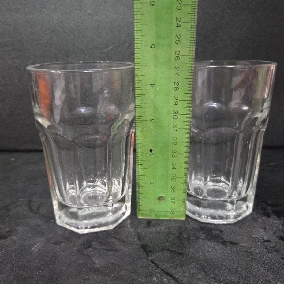Libbey Duratuff 10oz Paneled Juice Glasses, Set of 2, Clear Drinkware, Vintage - Thumbnail 2