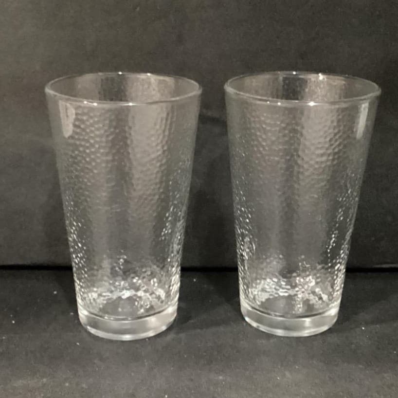 Libbey Glass Hammered Clear Tumblers, Set of 2, Textured Drinking Glasses - Thumbnail 11