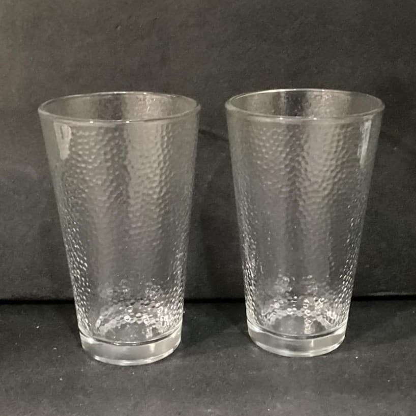 Libbey Glass Hammered Clear Tumblers, Set of 2, Textured Drinking Glasses - Thumbnail 9