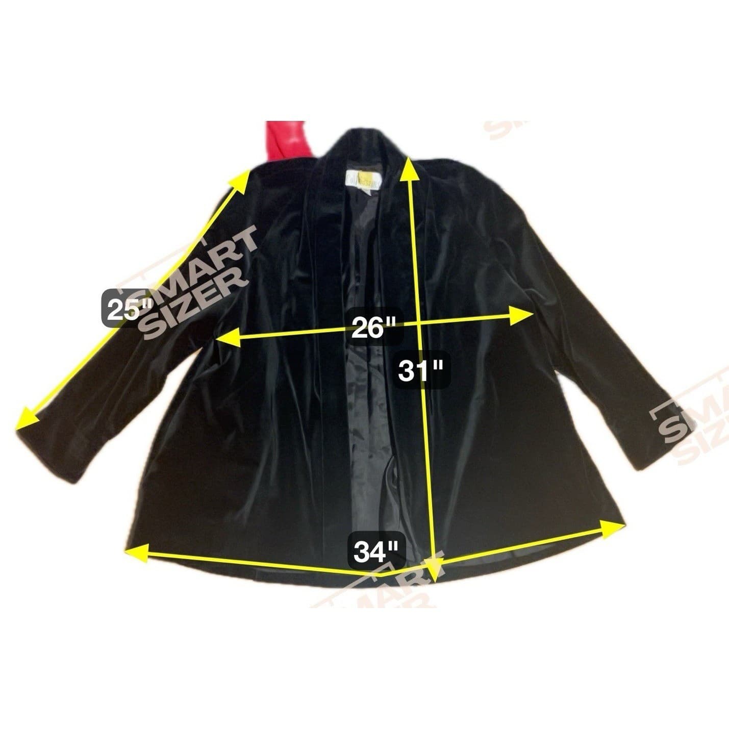 Collections Black Cotton Velvet Open Front Shawl Collar Blazer, Women's Medium - Thumbnail 2