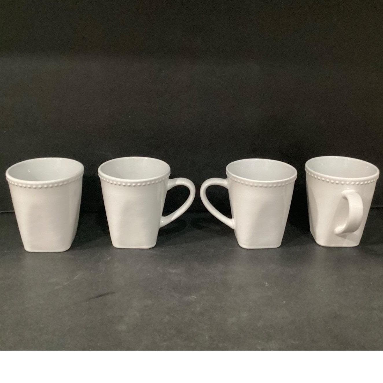 10 Strawberry Street White Beaded Mugs, Set of 4, Modern Farmhouse Drinkware - Thumbnail 7