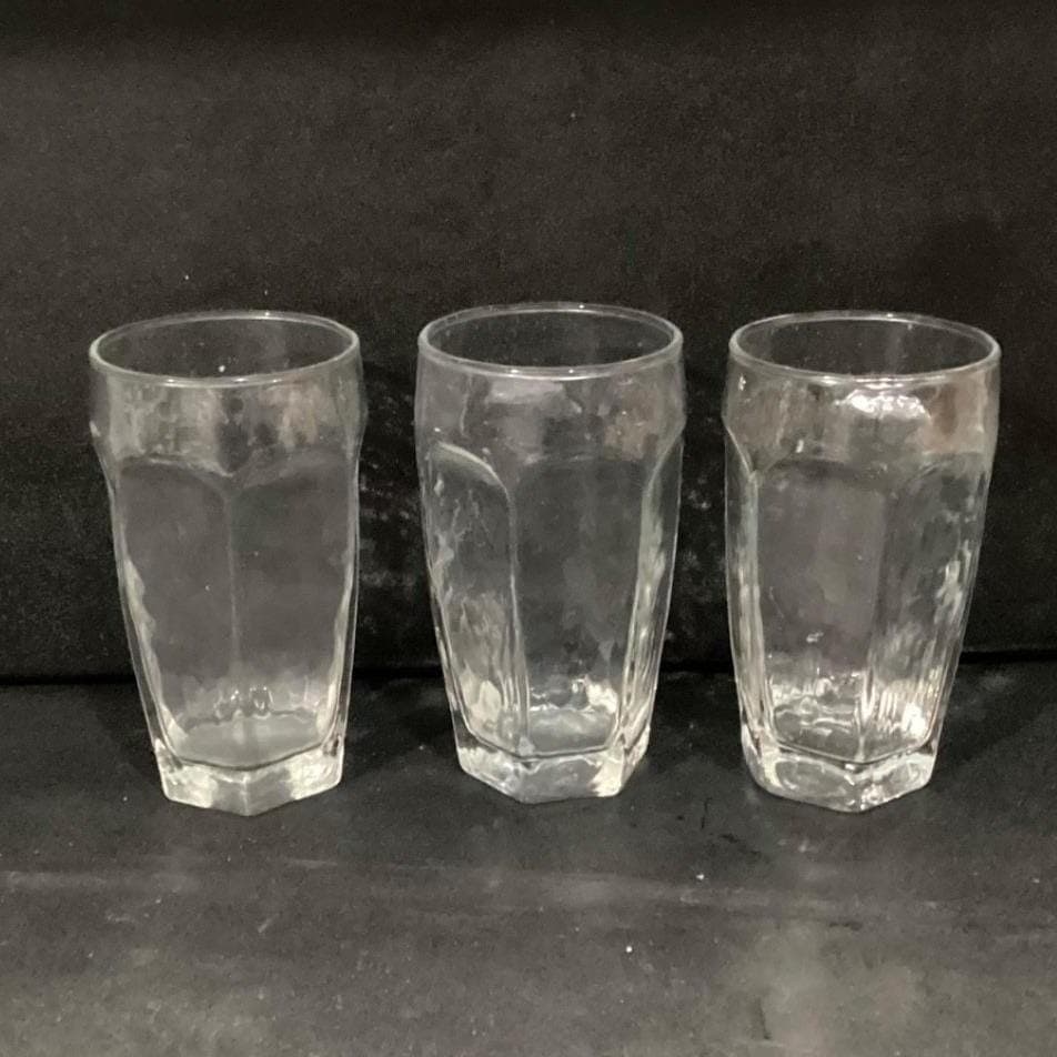 Libbey Chivalry Textured Tumblers, Set of 3, Vintage Clear Glasses, Drinkware - Thumbnail 8