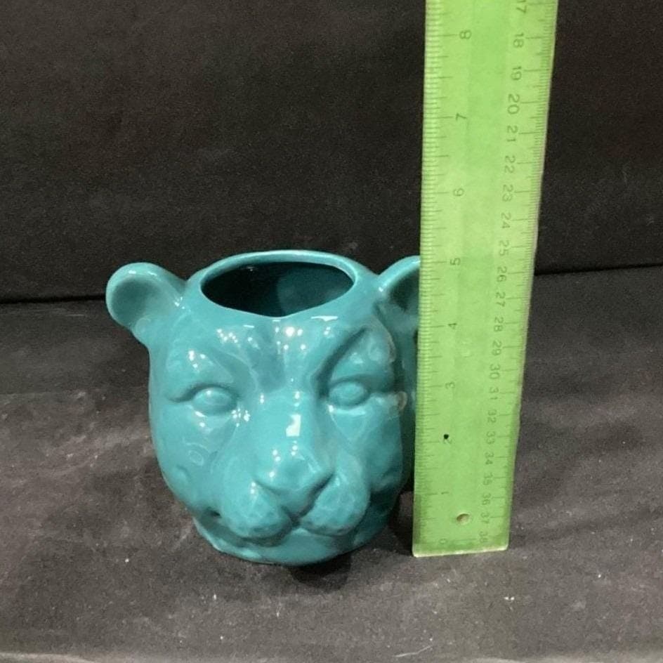 Cheetah Head Oversized Teal Coffee Cups, Set of 2, Large Ceramic Mugs, Drinkware - Thumbnail 5