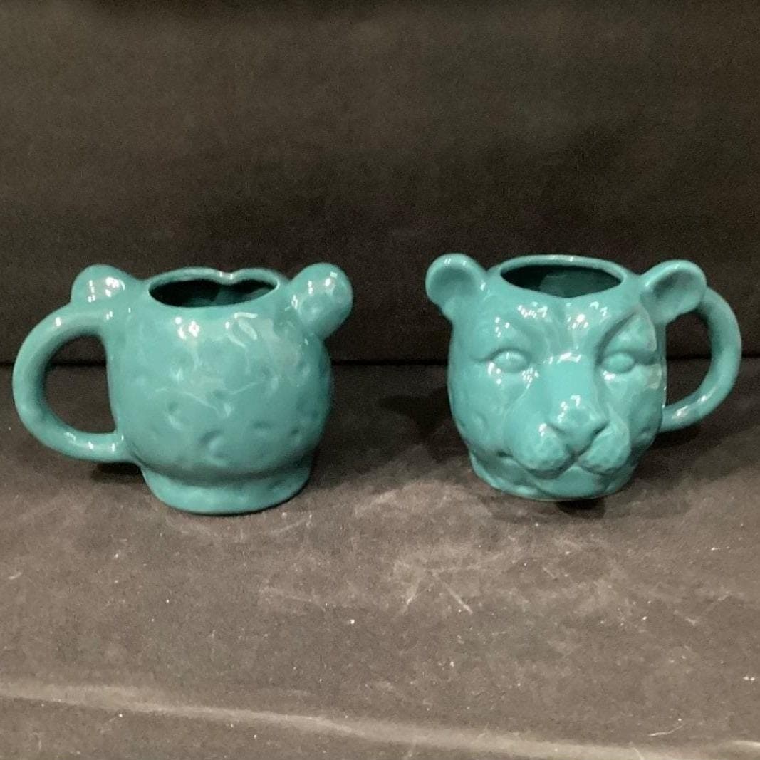 Cheetah Head Oversized Teal Coffee Cups, Set of 2, Large Ceramic Mugs, Drinkware - Thumbnail 8