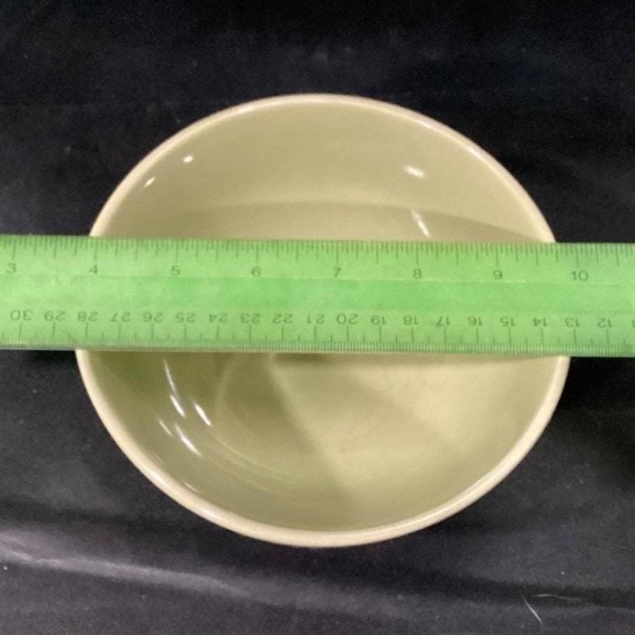 Incised Rose Green Soup Bowls, Set of 2, Floral Pedestal Dishes, Tableware - Thumbnail 7