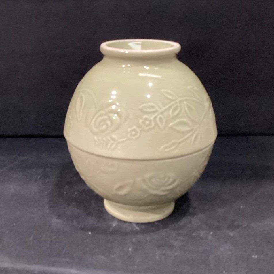 Incised Rose Green Soup Bowls, Set of 2, Floral Pedestal Dishes, Tableware - Thumbnail 10