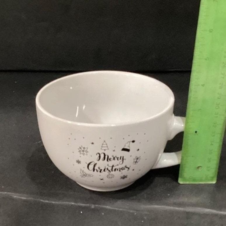 Bruntmor Merry Christmas White Large Coffee Cup, Oversized Holiday Ceramic Mug - Thumbnail 3
