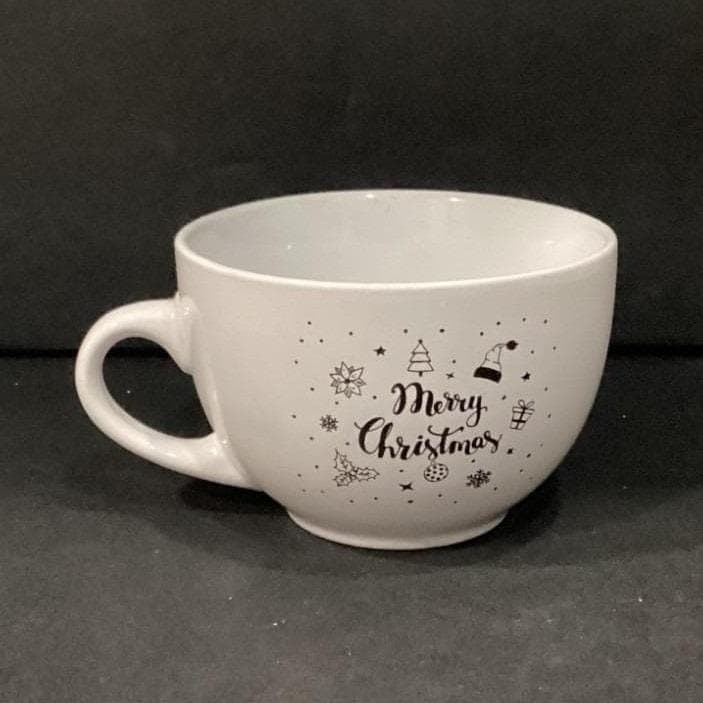 Bruntmor Merry Christmas White Large Coffee Cup, Oversized Holiday Ceramic Mug - Thumbnail 7
