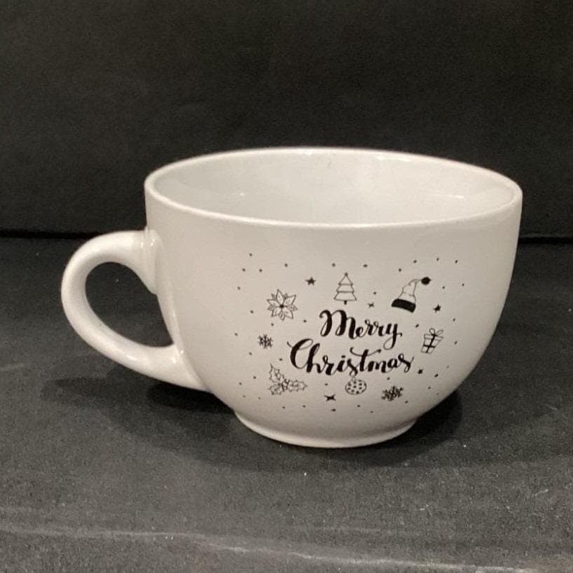 Bruntmor Merry Christmas White Large Coffee Cup, Oversized Holiday Ceramic Mug - Thumbnail 8