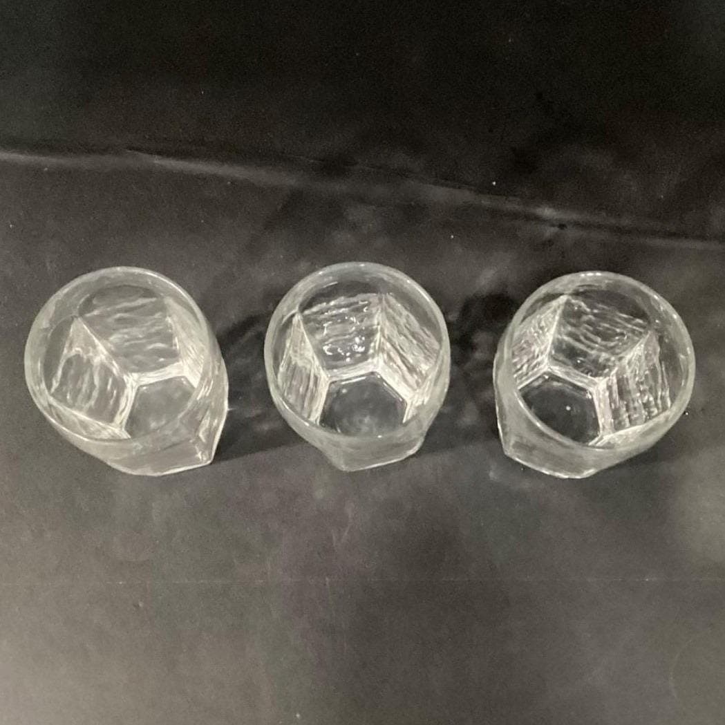 Libbey Chivalry Textured Tumblers, Set of 3, Vintage Clear Glasses, Drinkware - Thumbnail 5
