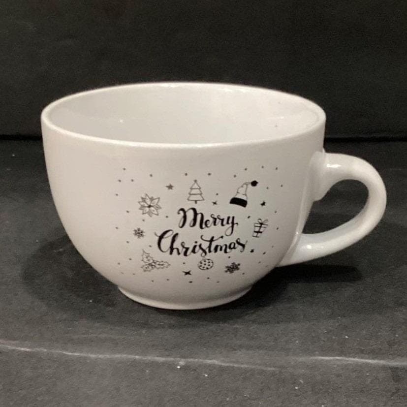 Bruntmor Merry Christmas White Large Coffee Cup, Oversized Holiday Ceramic Mug - Thumbnail 10