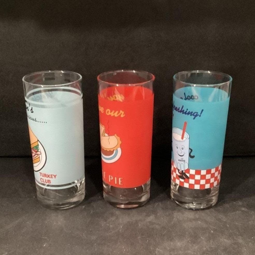 Home Essentials "Retro Diner" Glass Tumblers, Set of 3, Vintage Inspired Glasses - Thumbnail 10