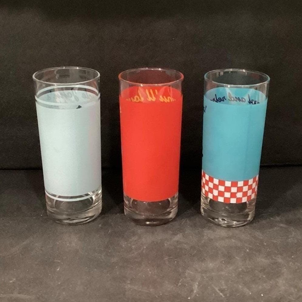 Home Essentials "Retro Diner" Glass Tumblers, Set of 3, Vintage Inspired Glasses - Thumbnail 9